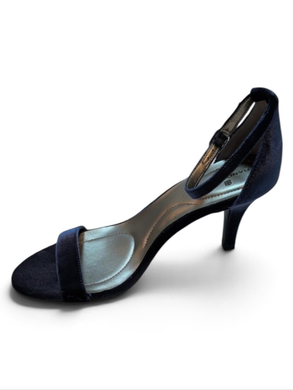 Bandolino,Madia, Deep Navy Blue Velvet Strappy Ankle Heels. Sz 7.5